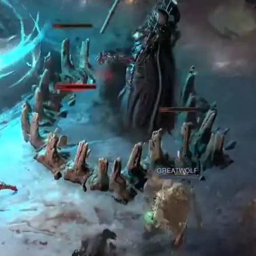 Diablo 4 boss Tomb Lord protecting himself with bone wall
