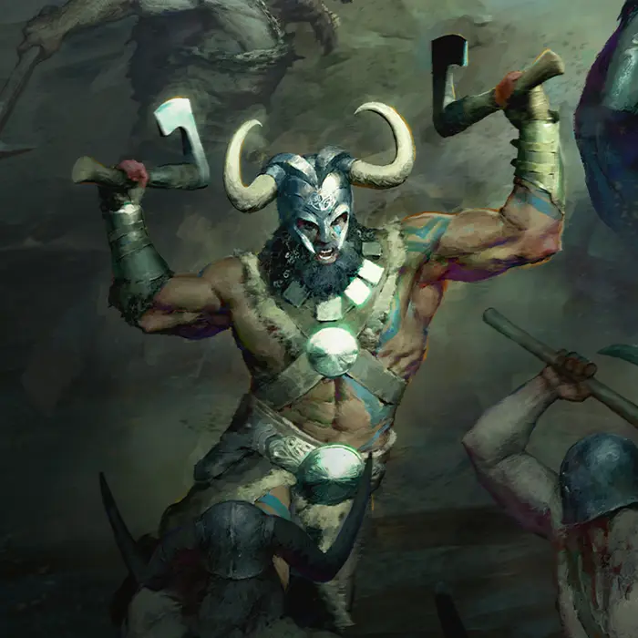 D4 Barbarian artwork with Axes