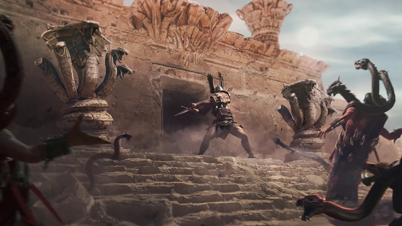 Diablo IV Barbarian artwork snake enemies