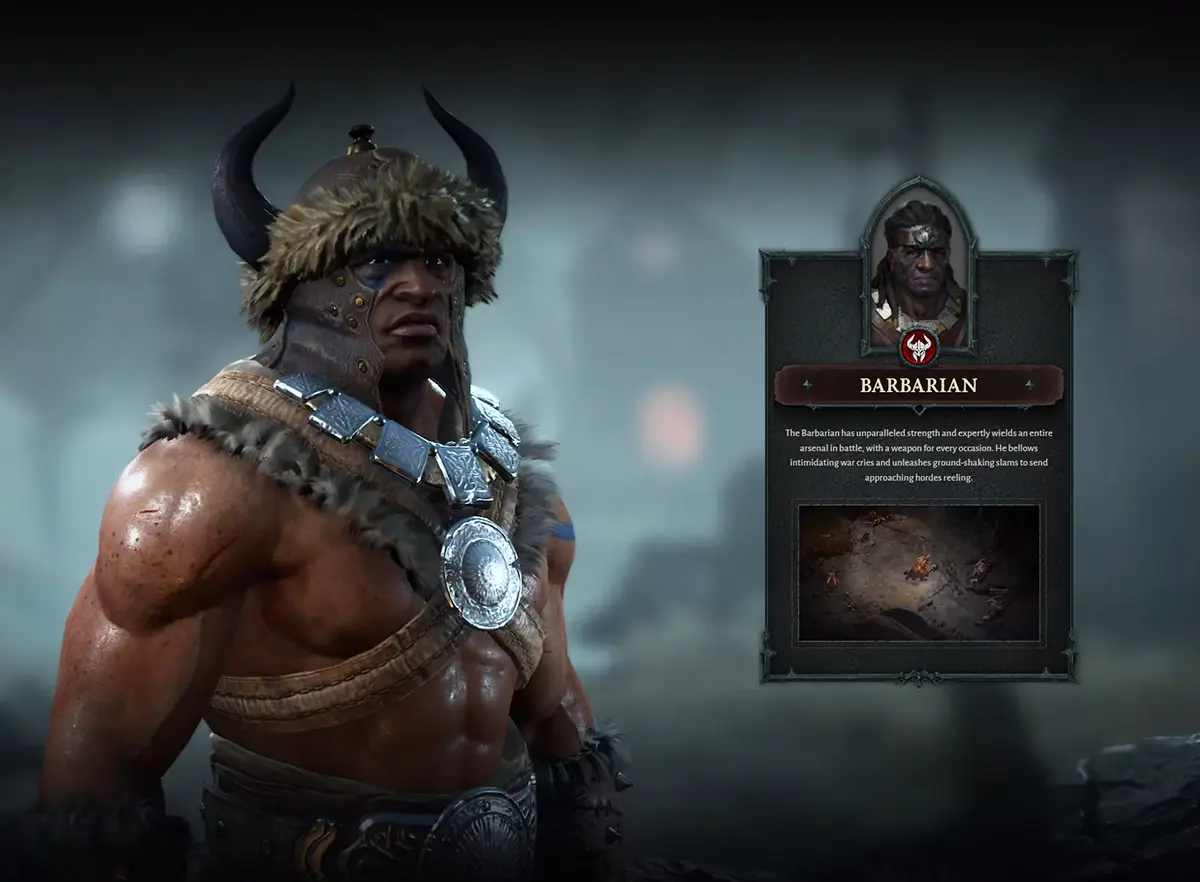 Diablo 4 Barbarian class description screen