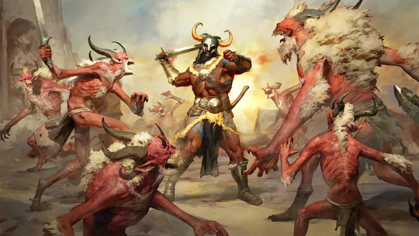 D4 Barbarian fighting Fallen enemies