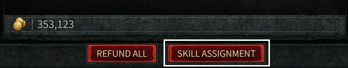 Diablo IV Skill Assignment button