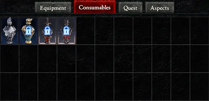 Diablo IV Consumables Inventory tab