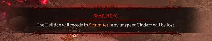 Helltide Diablo 4 receding warning