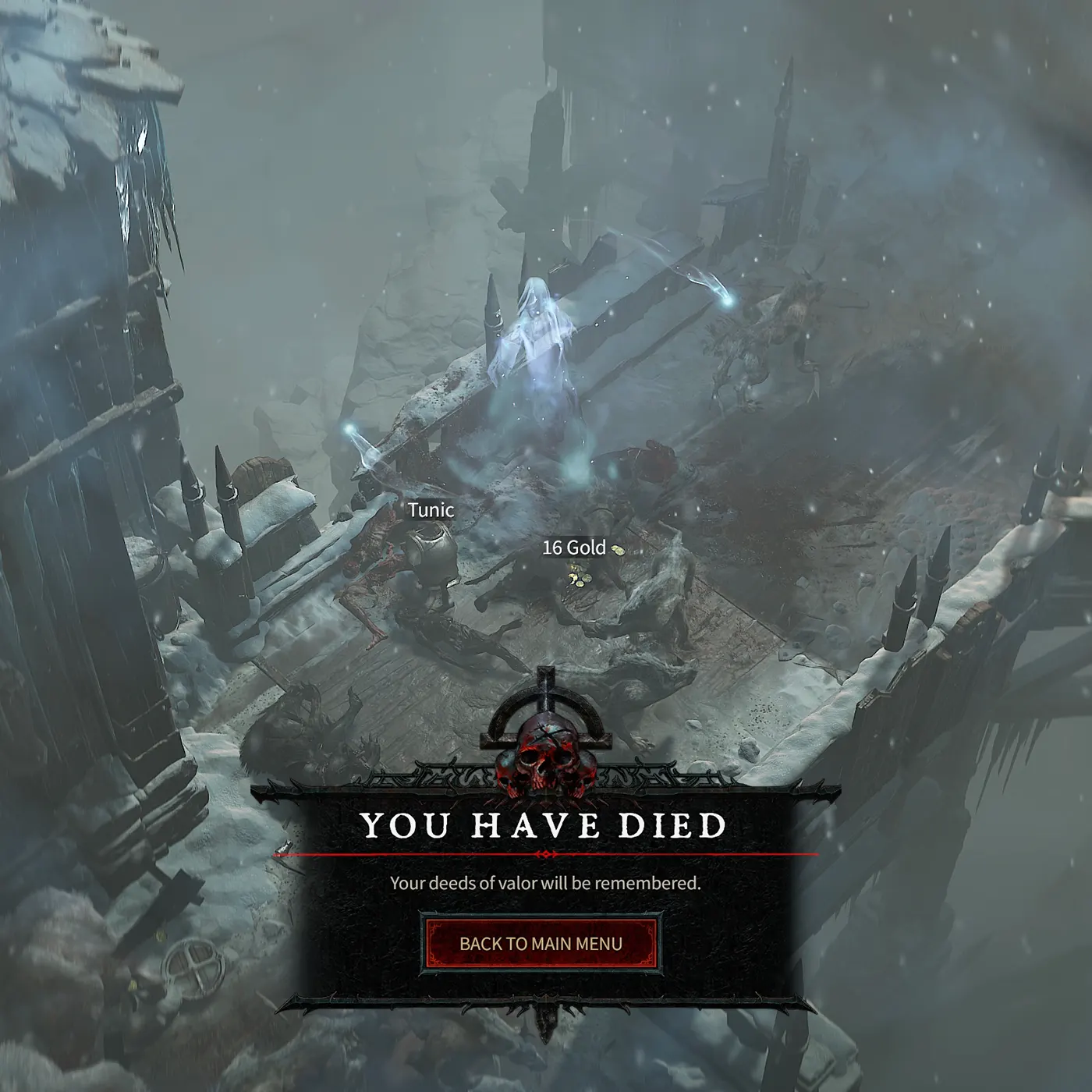 Message given to dead Diablo 4 Hardcore characters over Level 10
