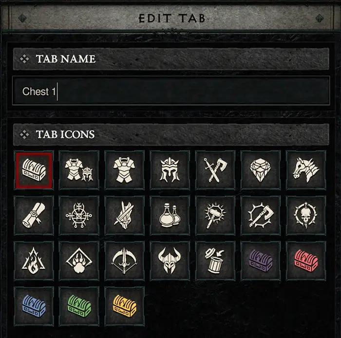 Diablo 4 edit Stash tab UI