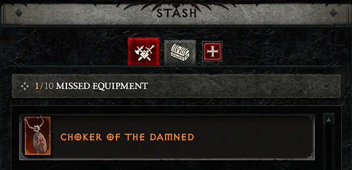 Diablo IV missed equipment Stash feature