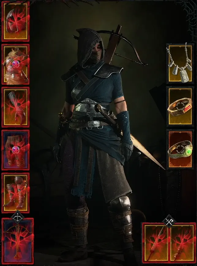 Diablo IV character with broken items