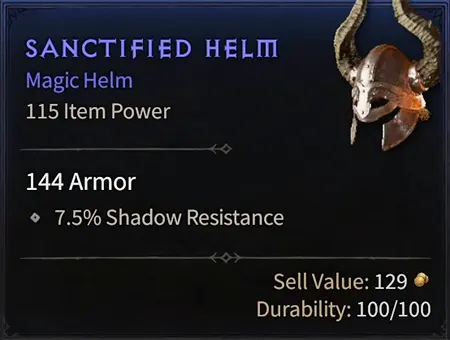 Diablo 4 Magic item Helm