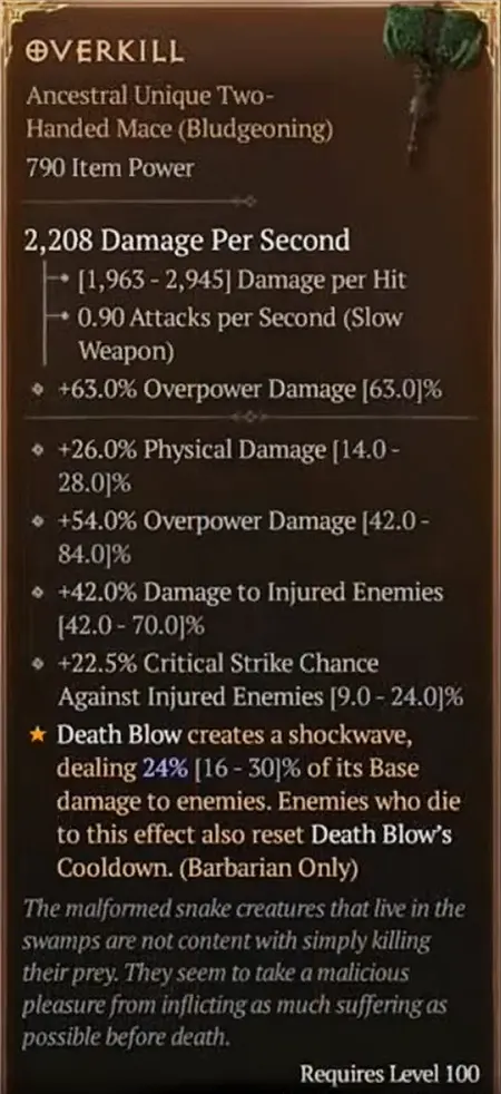 D4 Unique quality Weapon