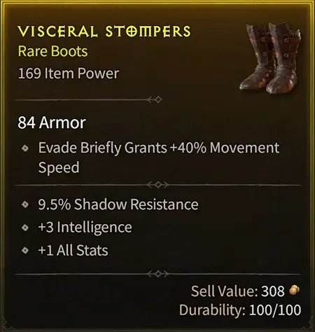 Diablo IV Rare quality Boots