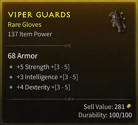 Diablo 4 Rare loot tier Gloves