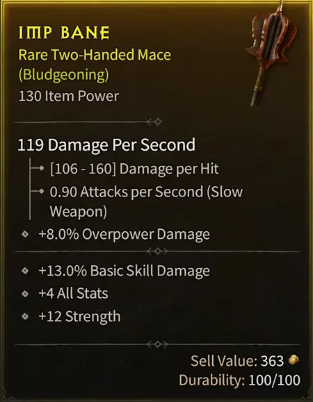 D4 Rare quality Weapon