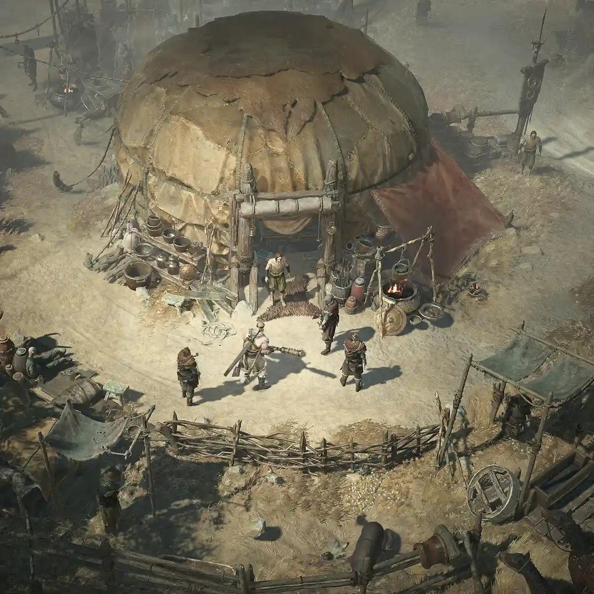Stick huts of Diablo 4's Hawezar region