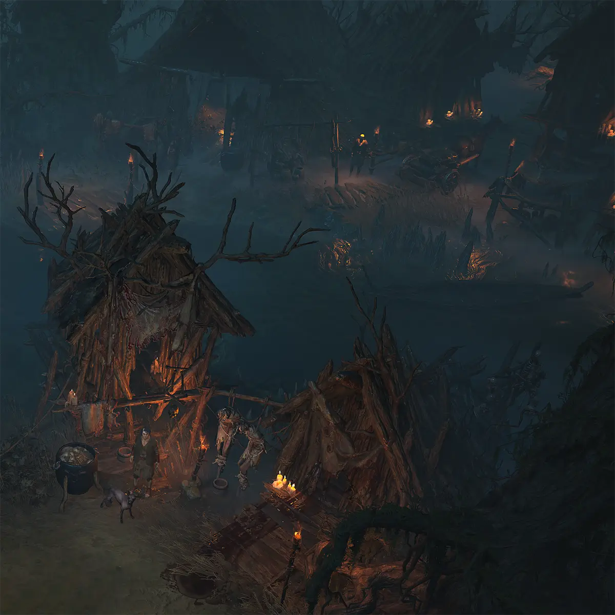 Stick huts of Diablo 4's Hawezar region