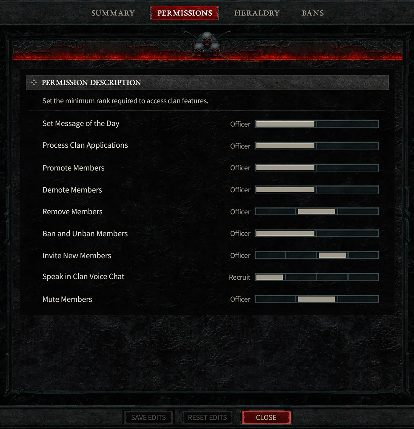 Diablo 4 Clan member permissions