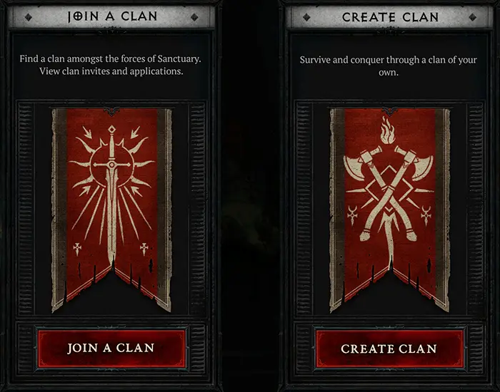Diablo 4 Clan benefits join or create a Clan