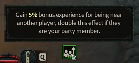 Diablo 4 experience bonus for partying