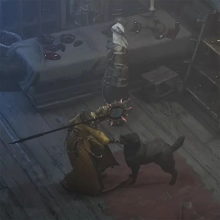 Diablo 4 petting dog