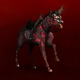 Diablo 4 Hellborn Carapace mount armor on the Temptation mount
