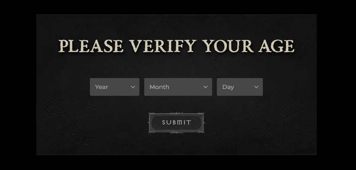 Official Diablo 4 website age verification