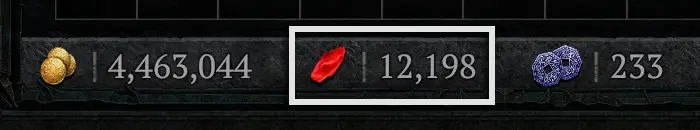 Diablo 4 Red Dust amount in Inventory Screen